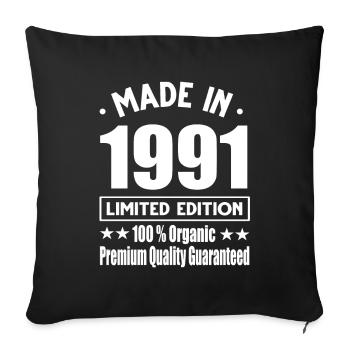 Fabriqué en 1991 Vintage Retro Limited Edition - Housse de coussin décorative 45 x 45 cm - noir - Devant