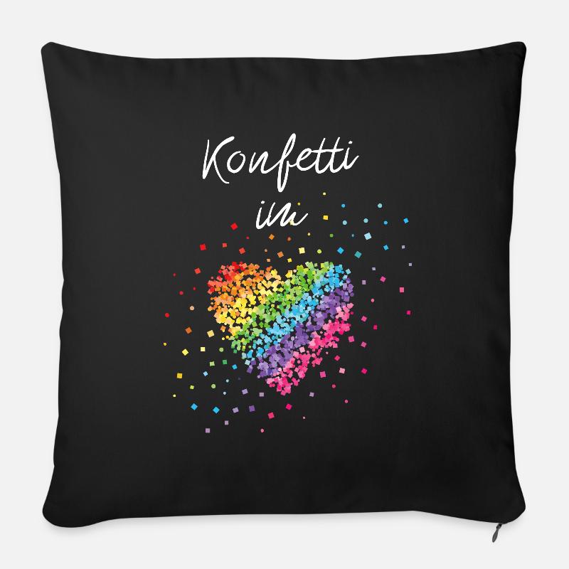 Konfetti im Herz Regenbogen LGBTQ Homosexuell - Sofakissenbezug 45 x 45 cm - Schwarz