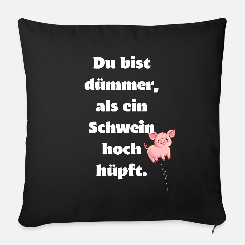 Hüpfendes Schweinchen - Sofakissenbezug 45 x 45 cm - Schwarz