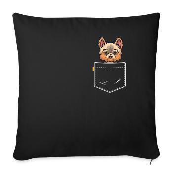 Yorkie In Pocket Funny Yorkshire Terrier Kawaii - Sofa pillowcase 17,3'' x 17,3'' (45 x 45 cm) - black - Front
