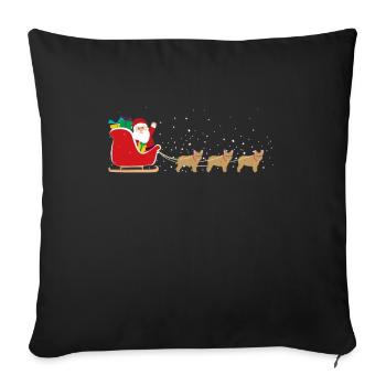 Français Bulldog Santa Christmas Sleigh - - Housse de coussin décorative 45 x 45 cm - noir - Devant