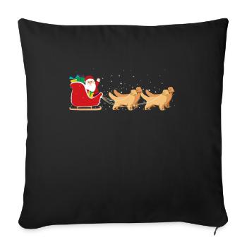 Golden Retriever Santa Weihnachtsschlitten - - Sofakissenbezug 45 x 45 cm - Schwarz - Vorne