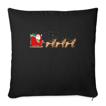 Deutscher Schäferhund Weihnachtsschlitten - Funny - Sofakissenbezug 45 x 45 cm - Schwarz - Vorne