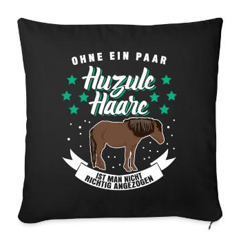 Huzule Reiter Pferd - Sofakissenbezug 45 x 45 cm - Schwarz - Vorne