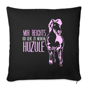 Huzule Spruch mit Pferd - Sofakissenbezug 45 x 45 cm - Schwarz - Vorne