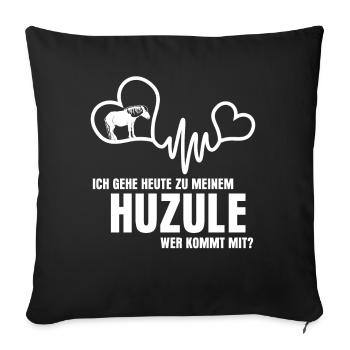 Huzule Reiter Pferd - Sofakissenbezug 45 x 45 cm - Schwarz - Vorne