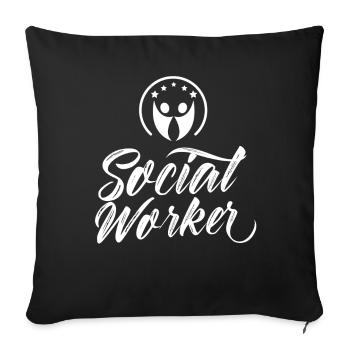 Travailleurs sociaux Travail social Travail social Profession - Housse de coussin décorative 45 x 45 cm - noir - Devant