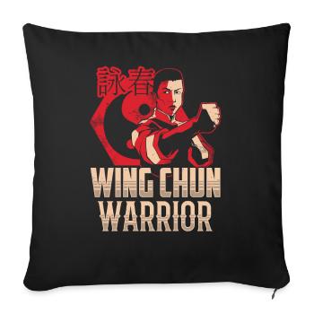 Wing Chun Krieger Trainer Kampfsport Kampfkunst - Sofakissenbezug 45 x 45 cm - Schwarz - Vorne