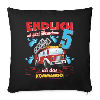 Kinderkleidung,Feuerwehr zum 5. Geburtstag 5 Jahre - Sofakissenbezug 45 x 45 cm - Schwarz - Vorne