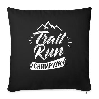 Trail Run Champion Traillauf Runner Running - Housse de coussin décorative 45 x 45 cm - noir - Devant