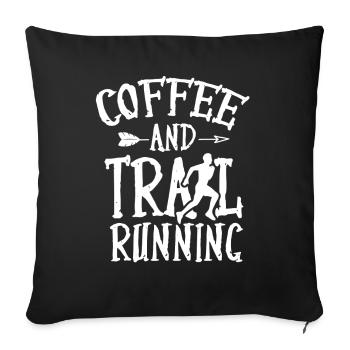 Café et Trail Running Course Trail Running Runner - Housse de coussin décorative 45 x 45 cm - noir - Devant