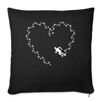 Running Runner Semi-Marathon Coeur - Housse de coussin décorative 45 x 45 cm - noir - Devant