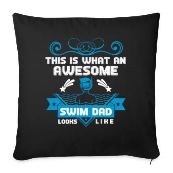 Cadeau de la fête des pères nageur - Housse de coussin décorative 45 x 45 cm - noir - Devant