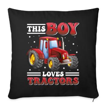 Dieser Junge liebt Traktoren! Farmer Kids, Boy - Sofakissenbezug 45 x 45 cm - Schwarz - Vorne