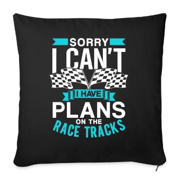 Malheureusement, je ne peux pas, j’ai des projets sur les pistes de course - Housse de coussin décorative 45 x 45 cm - noir - Devant