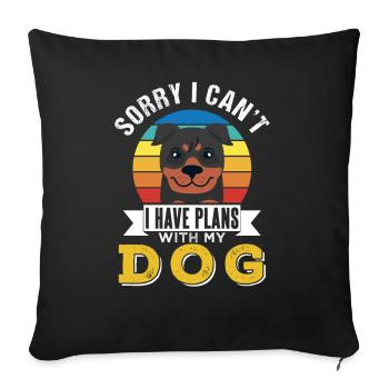 Je ne peux malheureusement pas avoir de projets avec mon chien - Housse de coussin décorative 45 x 45 cm - noir - Devant
