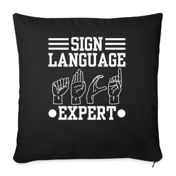 Gestes de signe de conscience d’expert en langue des signes - Housse de coussin décorative 45 x 45 cm - noir - Devant