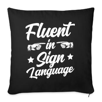 Maîtrise de la langue des signes Sensibilisation aux signes - Housse de coussin décorative 45 x 45 cm - noir - Devant