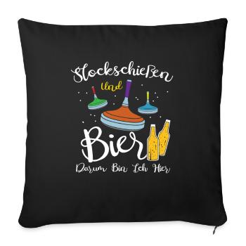 Tir au bâton et bière - Housse de coussin décorative 45 x 45 cm - noir - Devant