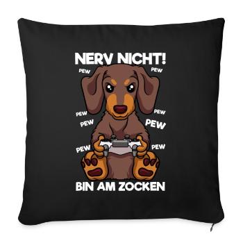 Nerf pas je suis au jeu Gaming Dachshund chien - Housse de coussin décorative 45 x 45 cm - noir - Devant