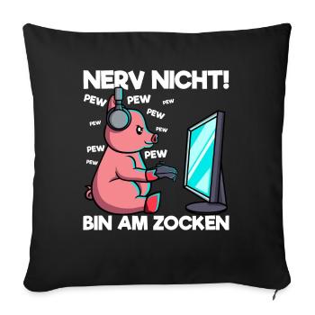 Nerf pas je suis au cochon de jeu de jeu - Housse de coussin décorative 45 x 45 cm - noir - Devant