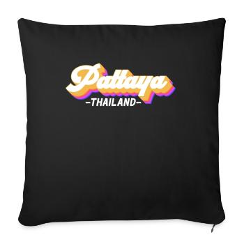 Vintage Holiday Trip Thailand Pattaya - Sofa pillowcase 17,3'' x 17,3'' (45 x 45 cm) - black - Front
