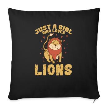 Juste une fille qui aime Lions Africa Lion - Housse de coussin décorative 45 x 45 cm - noir - Devant