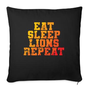 Manger Sommeil Lions Répéter Afrique Lion Prédateur - Housse de coussin décorative 45 x 45 cm - noir - Devant