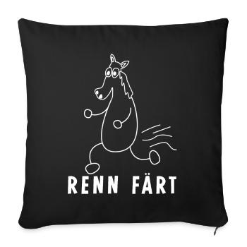 Pferd Färt Rennpferd Reiterin Reitsport - Sofakissenbezug 45 x 45 cm - Schwarz - Vorne