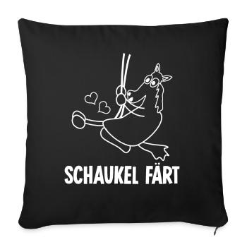 Pferd Färt Reiten Reiterin Reitsport - Sofakissenbezug 45 x 45 cm - Schwarz - Vorne