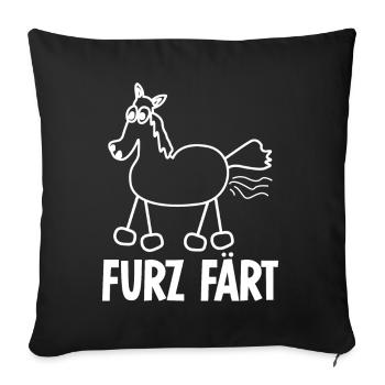 Pferd Färt Reiterin Reitsport Reiten - Sofakissenbezug 45 x 45 cm - Schwarz - Vorne