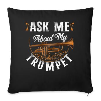 Trumpet Player Vintage Ask Me - Sofa pillowcase 17,3'' x 17,3'' (45 x 45 cm) - black - Front