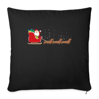 Dachshund Santa Christmas Sleigh - Funny Dachshund - Sofa pillowcase 17,3'' x 17,3'' (45 x 45 cm) - black - Front