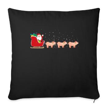 Pig Santa Claus Christmas sleigh - Funny - Sofa pillowcase 17,3'' x 17,3'' (45 x 45 cm) - black - Front