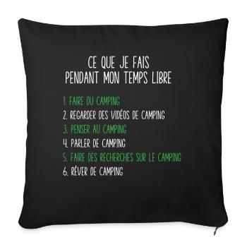 Camping Freizeit Geschenkidee für Camper - Sofakissenbezug 45 x 45 cm - Schwarz - Vorne