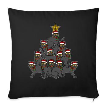 Chat Arbre de Noël - Housse de coussin décorative 45 x 45 cm - noir - Devant