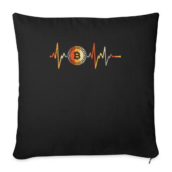 Vintage Heartbeat Bitcoin - Housse de coussin décorative 45 x 45 cm - noir - Devant