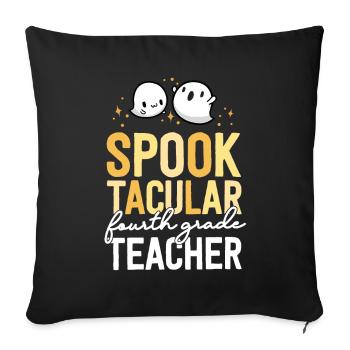 École de jumelage d’Halloween d’enseignant de 4e année - Housse de coussin décorative 45 x 45 cm - noir - Devant
