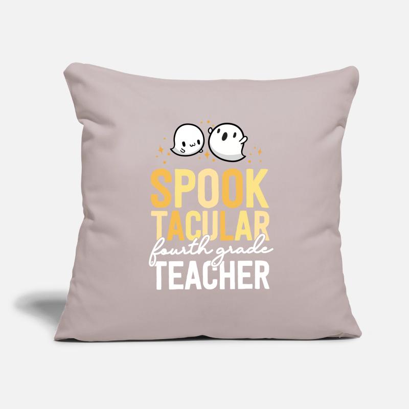 École de jumelage d’Halloween d’enseignant de 4e année Housse de coussin décorative 45 x 45 cm