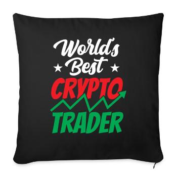 Weltbester Krypto Trader Trading Crypto Traden - Sofakissenbezug 45 x 45 cm - Schwarz - Vorne