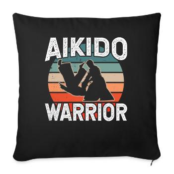 Aikido Guerrier Combattant Arts Martiaux Arts Martiaux Arts Martiaux - Housse de coussin décorative 45 x 45 cm - noir - Devant
