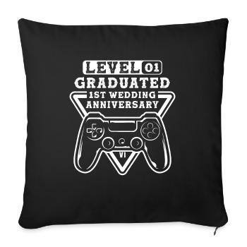 Level 1 Graduated 1st Wedding Anniversary - Sofakissenbezug 45 x 45 cm - Schwarz - Vorne