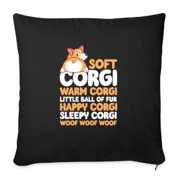 Corgi - Sofa pillowcase 17,3'' x 17,3'' (45 x 45 cm) - black - Front
