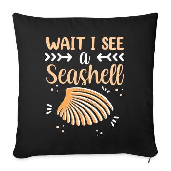 Waiting I See A Shell Collecting Shells - Sofa pillowcase 17,3'' x 17,3'' (45 x 45 cm) - black - Front