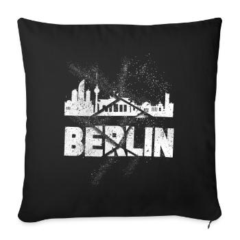 Berlin Germany City Skyline Font Grunge - Sofa pillowcase 17,3'' x 17,3'' (45 x 45 cm) - black - Front