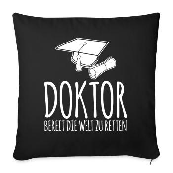 Doktortitel Doktorhut Doktorarbeit - Sofakissenbezug 45 x 45 cm - Schwarz - Vorne