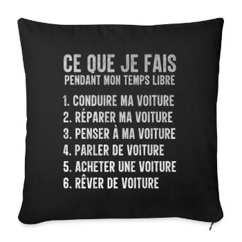 Voiture Temps Libre Idée Cadeau Pour Mécano - Housse de coussin décorative 45 x 45 cm - noir - Devant