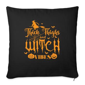 Cuisses épaisses et vibrations de sorcière Halloween - Housse de coussin décorative 45 x 45 cm - noir - Devant
