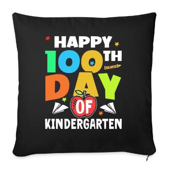 Happy 100 days in kindergarten 100 days - Sofa pillowcase 17,3'' x 17,3'' (45 x 45 cm) - black - Front