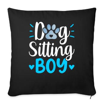 Dog Sitter Jeune Chien Assis Chien Assis Chien - Housse de coussin décorative 45 x 45 cm - noir - Devant
